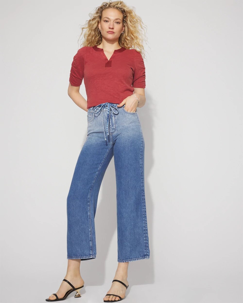 Extra High-Rise Wide-Leg Tie-Waist Cropped Jean | White House